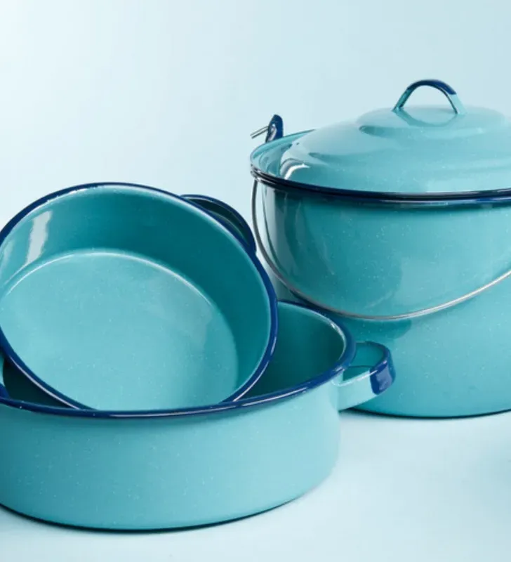 Batería Cinsa Alejandra 14 pzas Azul Turquesa – Peltre Clásica