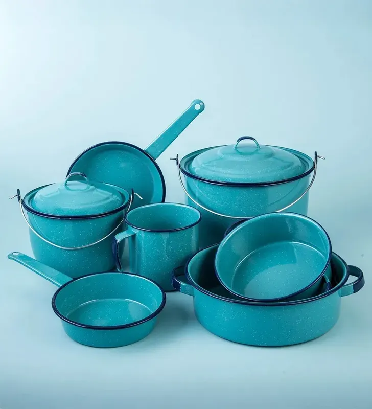 Batería Cinsa Huasteca 9 piezas Azul Turquesa | Peltre Línea Clásica