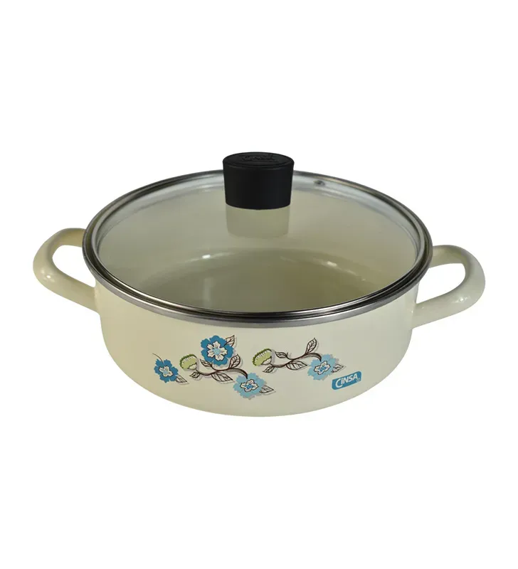 Arrocera Cinsa Fiorella 22 cm – 3 L | Crema con tapa de vidrio