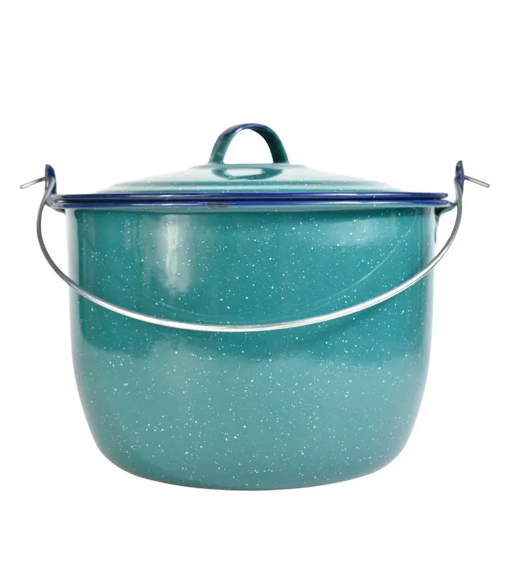 Olla Convexa Cinsa 34 cm – Verde Aqua filo azul | Clásica Peltre