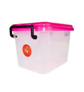 Caja Tauro  3.5 L – Plástico Transparente con Tapa de Color