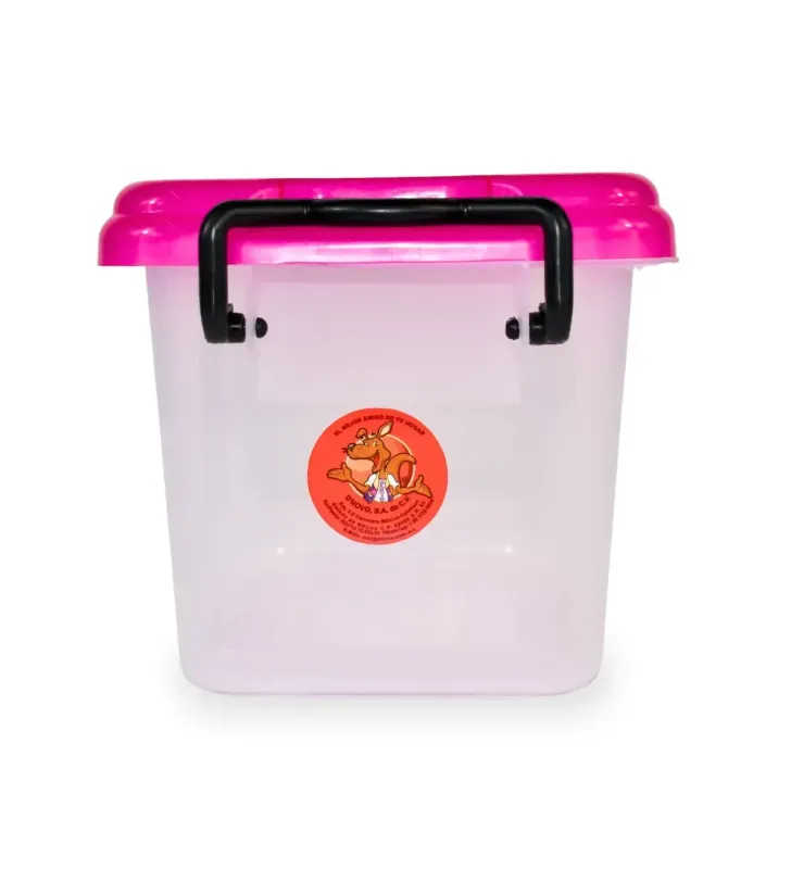 Caja Tauro  3.5 L – Plástico Transparente con Tapa de Color