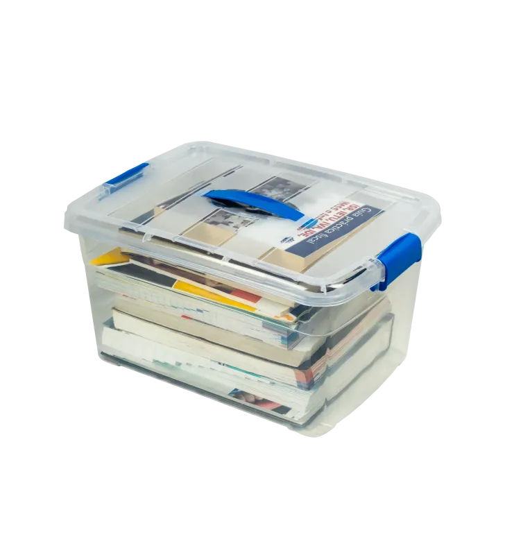 Caja Roma 18 L Transparente con Asas y Grapas – Peyo