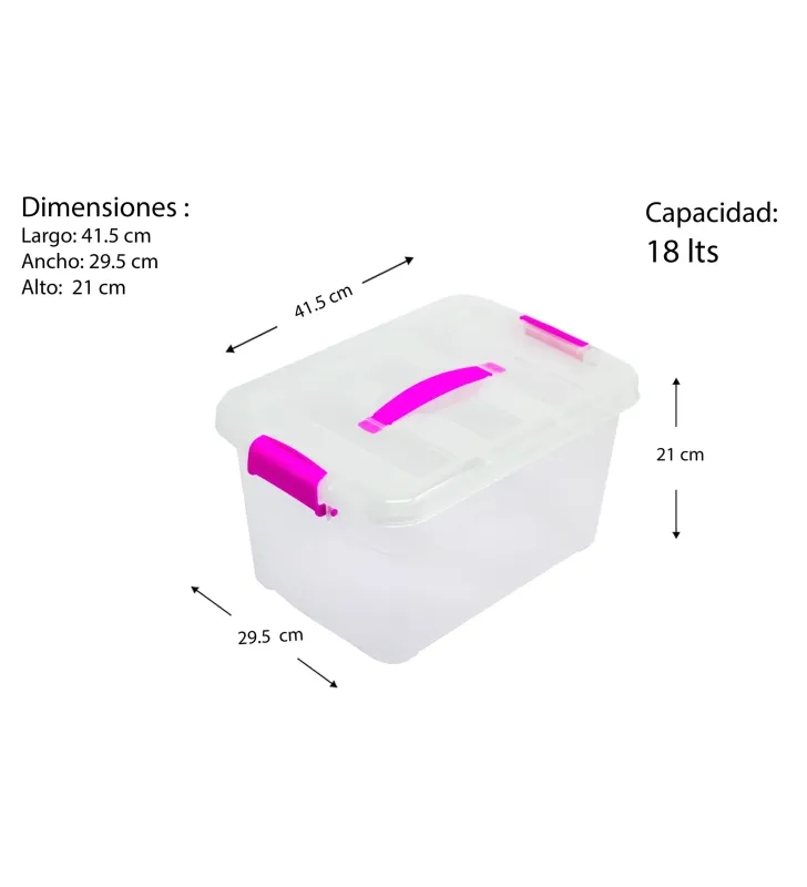 Caja Roma 18 L Transparente con Asas y Grapas – Peyo