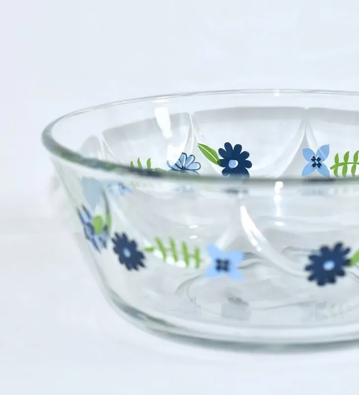 Tazón decorado flores azules cristal Crisa