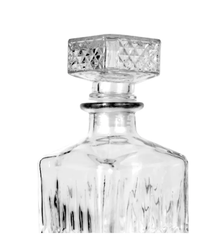 Licorera Cuadrada Rodas Grande Vittori | Vidrio Elegante