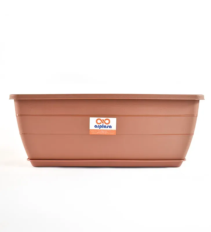 Maceta Rectangular Pequeña Arplasa – Terracota con Plato