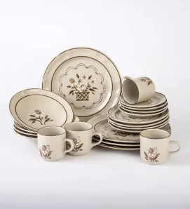 Vajilla Santa Anita Flor de Otoño 20 pzas – Beige con Flores Otoñales