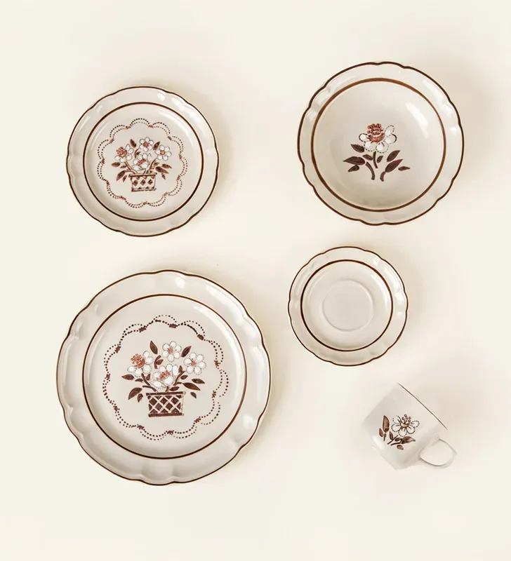 Vajilla Santa Anita Flor de Otoño 20 pzas – Beige con Flores Otoñales