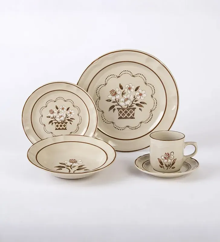 Vajilla Santa Anita Flor de Otoño 20 pzas – Beige con Flores Otoñales