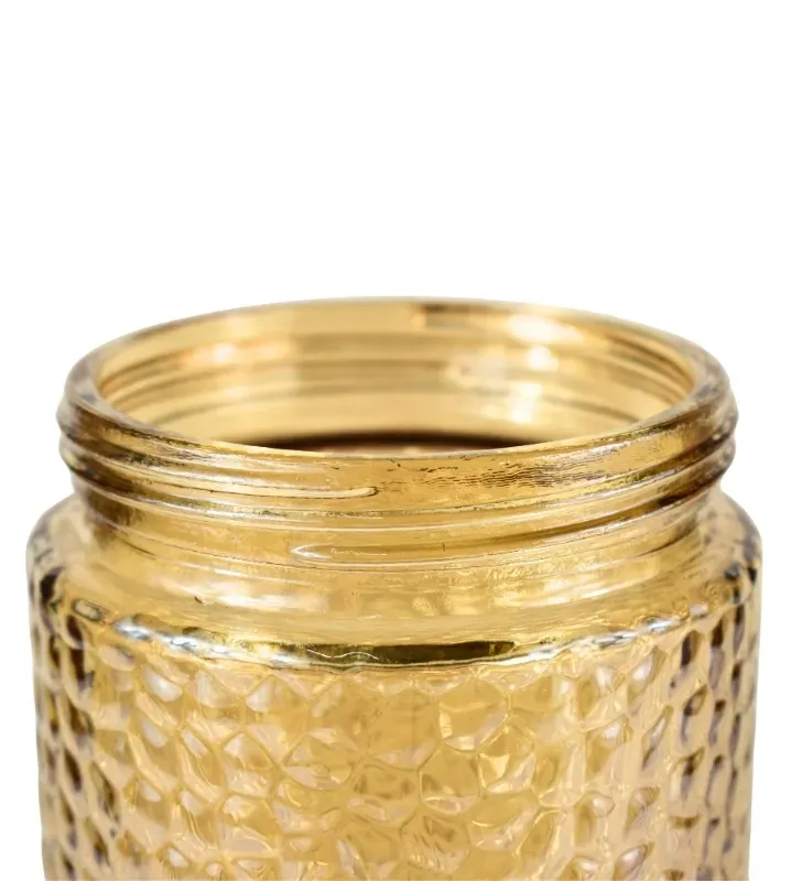 Brocal de vidrio ámbar grabado surtido – Conservación y diseño