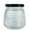Brocal de vidrio 280 ml tapa negra con puntitos – Práctico y decorativo