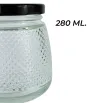 Brocal de vidrio 280 ml tapa negra con puntitos – Práctico y decorativo