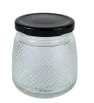 Brocal de vidrio 280 ml tapa negra con puntitos – Práctico y decorativo