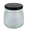 Brocal de vidrio 380 ml tapa negra puntitos – Diseño práctico y decorativo