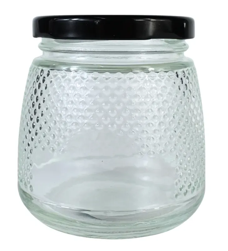 Brocal de vidrio 500 ml tapa negra puntitos – Práctico y elegante