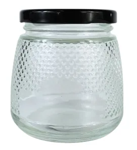 Brocal de vidrio 500 ml tapa negra puntitos – Práctico y elegante