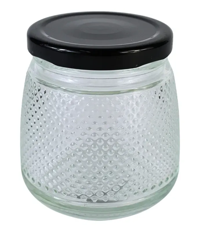 Brocal de vidrio 500 ml tapa negra puntitos – Práctico y elegante