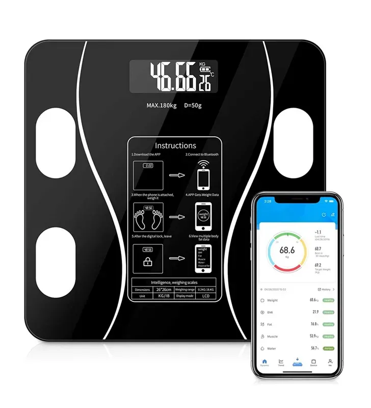 Báscula ADIR 10505 150 kg Bluetooth Plataforma de Cristal 26 cm