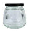 Brocal de vidrio 280 ml tapa negra rayado – Práctico y decorativo