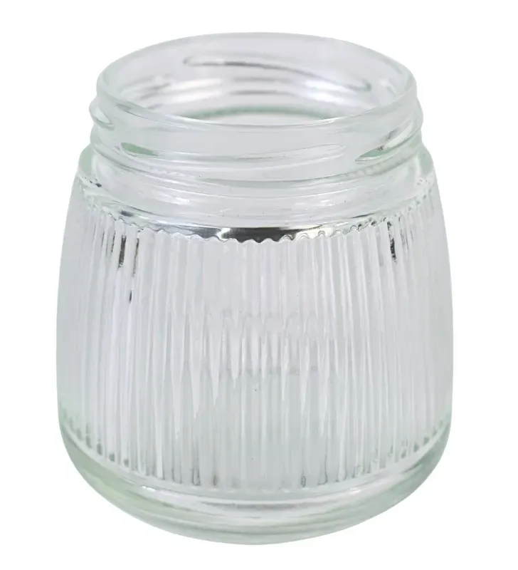 Brocal de vidrio 280 ml tapa negra rayado – Práctico y decorativo