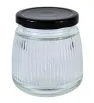 Brocal de vidrio 280 ml tapa negra rayado – Práctico y decorativo