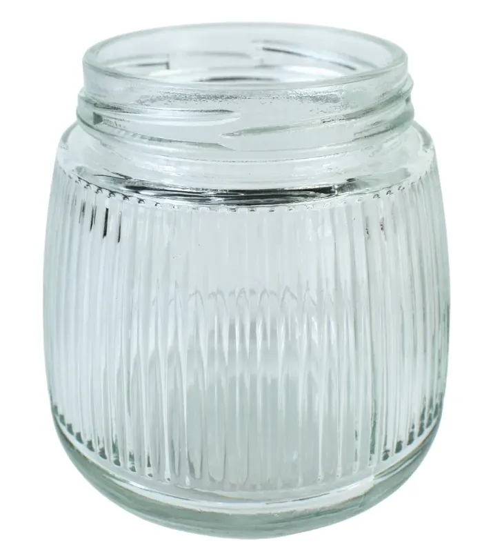Brocal de vidrio 500 ml tapa negra rayado – Práctico y elegante