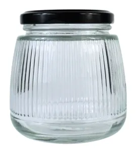 Brocal de vidrio 500 ml tapa negra rayado – Práctico y elegante