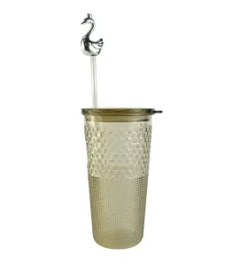VASO CON TAPA Y POPOTE DE PLASTICO, DISEÑO ELEGANTE, TRASLUCIDO