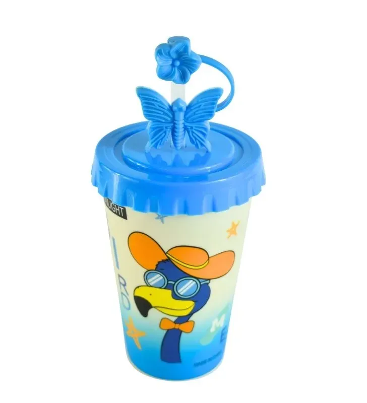 Vaso con Tapa y Popote AD-0539B-1 – Rosa y Azul