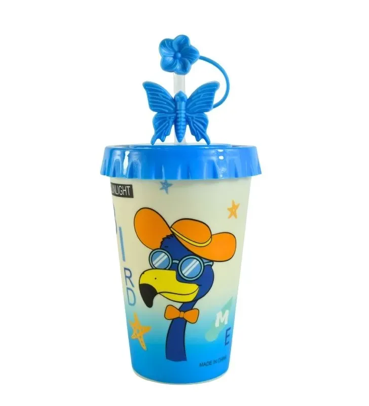 Vaso con Tapa y Popote AD-0539B-1 – Rosa y Azul