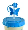 Vaso con Tapa y Popote Diseño Flamingo – Azul y Rosa