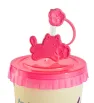 Vaso Rosa con Tapa y Popote – Diseño Oso