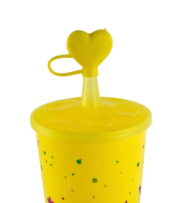Vaso con Tapa y Popote – Colores con Tapa Corazón