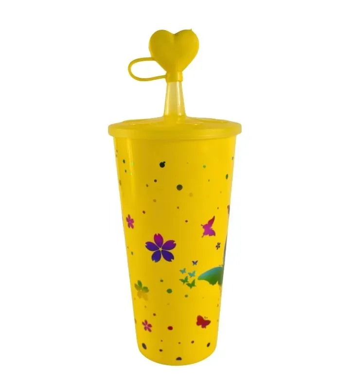 Vaso con Tapa y Popote – Colores con Tapa Corazón
