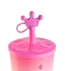 Vaso Rosa con Tapa y Popote – Diseño Corona de Plástico