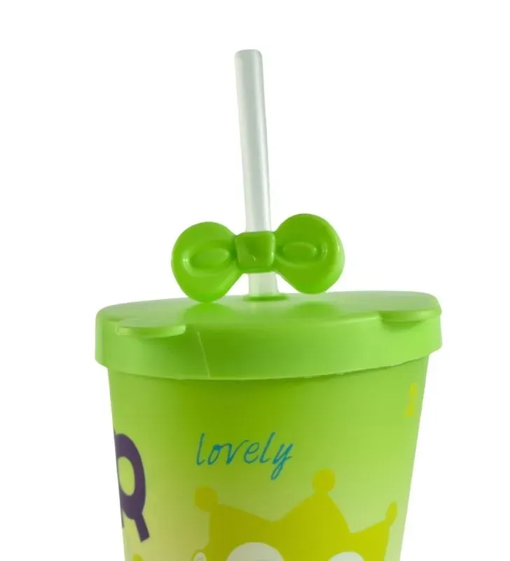 Vaso Verde con Tapa y Popote – Diseño Alien Mini Moño