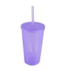 Vaso Morado con Popote – Diseño Diamante