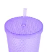 Vaso Morado Grande con Popote – Diseño Diamante
