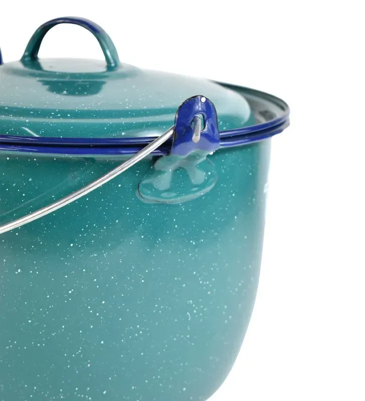 Olla Convexa Cinsa 34 cm – Verde Aqua filo azul | Clásica Peltre