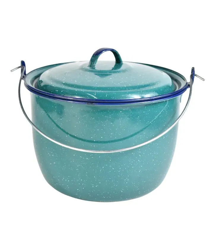 Olla Convexa Cinsa 34 cm – Verde Aqua filo azul | Clásica Peltre