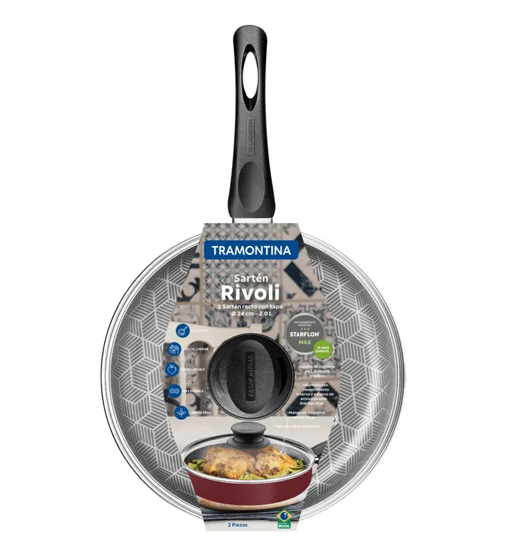 SARTEN RECTO C/TAPA 24CM RIVOLI-7817-585-Tramontina
