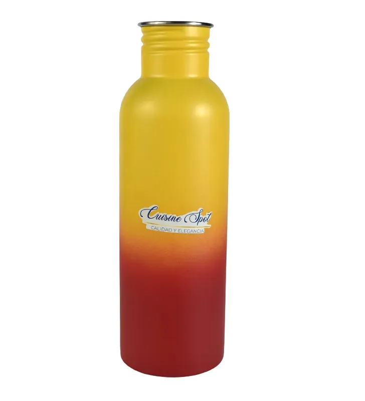 Botella de Agua Aluminio Metalizada con Tapa y Asa para Deportes