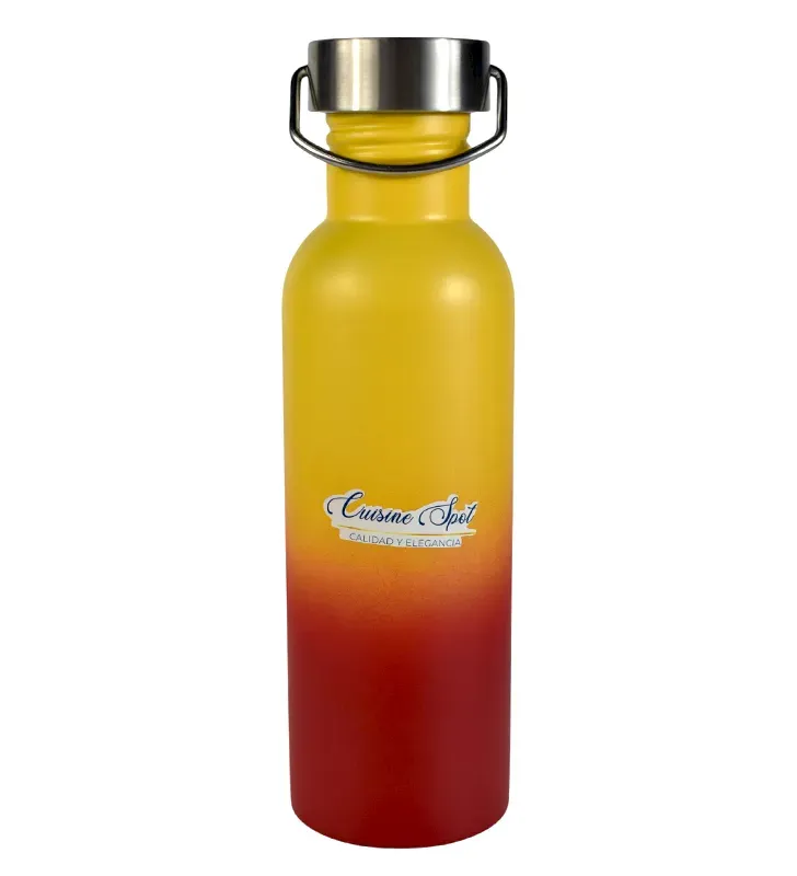 Botella de Agua Aluminio Metalizada con Tapa y Asa para Deportes
