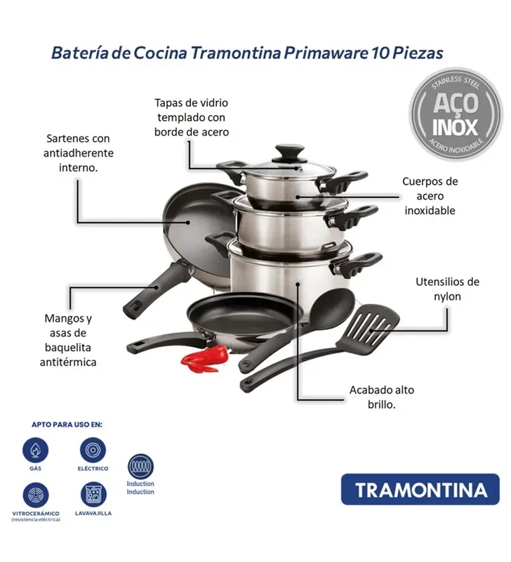 32300-409 BATERIA ACERO INOX 10PZ