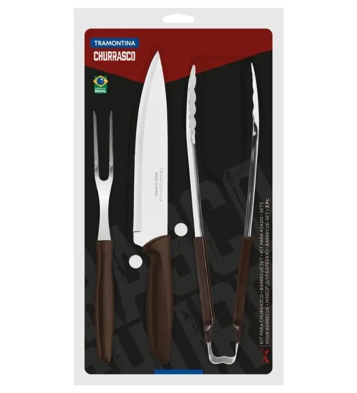 23498/449 KIT PARA ASADO 3 PIEZAS PLENUS C/PINZA