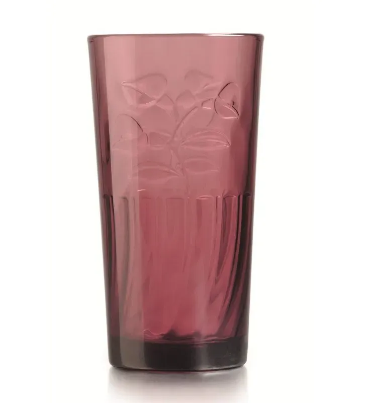 Vaso Crisa 310 ml morado con diseño de flor