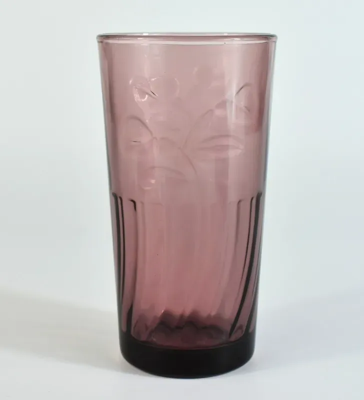 Vaso Crisa 310 ml morado con diseño de flor