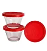 Juego de 3 Flaneras de Cristal Pyr-O-Rey 0485 – 175 ml con Tapa Plástica