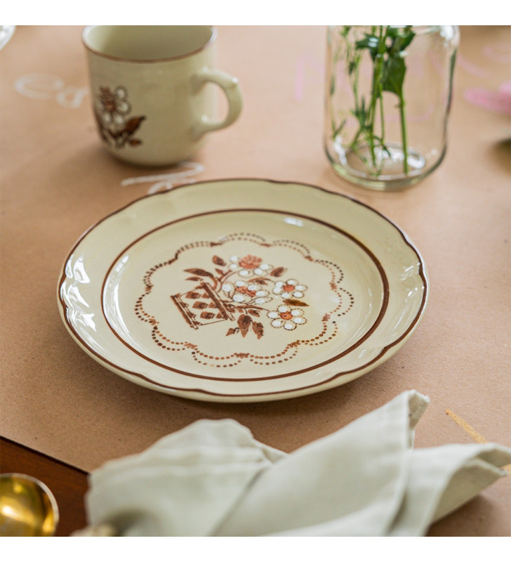 Plato Pastel Dec. Flor de Otoño | Elegante y Sofisticado para tu Mesa-SANTA ANITA